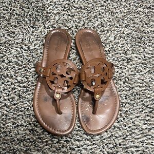 Tory Burch Tan Leather Logo Sandals
